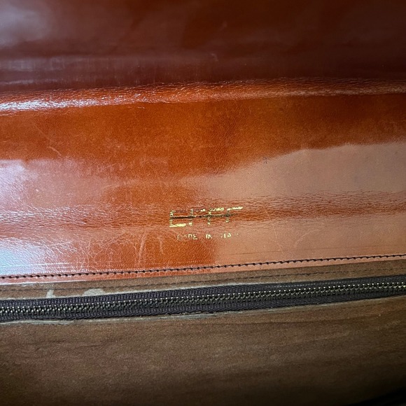 Vintage Effe Italy Brown Leather Briefcase 16x12 Expandable Includes Key - Picture 7 of 9